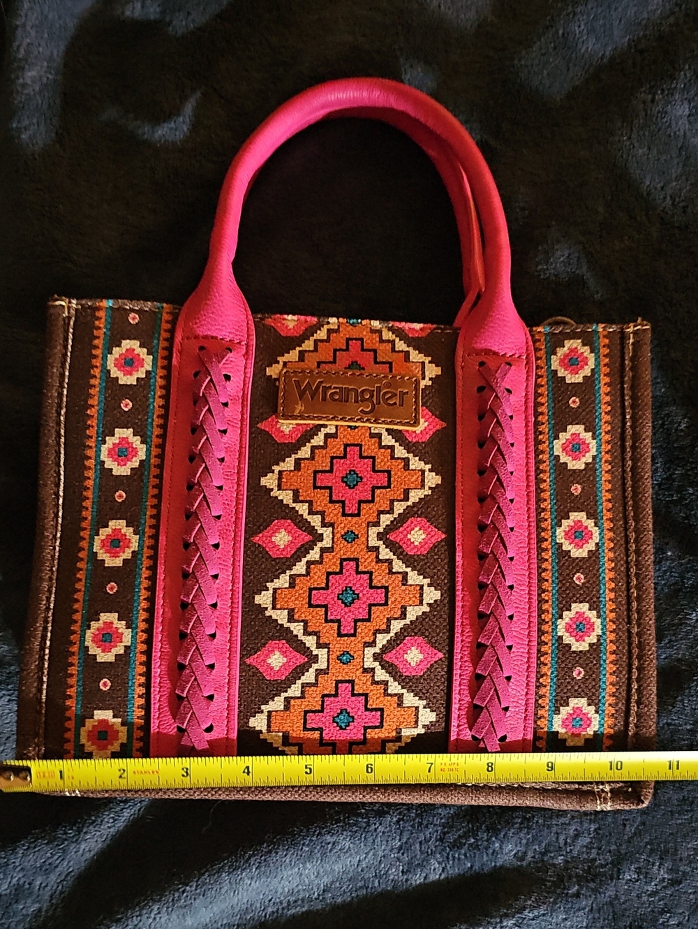 Wrangler Brown Tote with Pink Accents and Geometric Embroidery - Picture 8 of 8